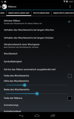 AOKPs Ribbons sind frei belegbare Leisten, die durch einen Wisch von links oder rechts in den Bildschirm aktiviert werden. (Screenshot: Golem.de)
